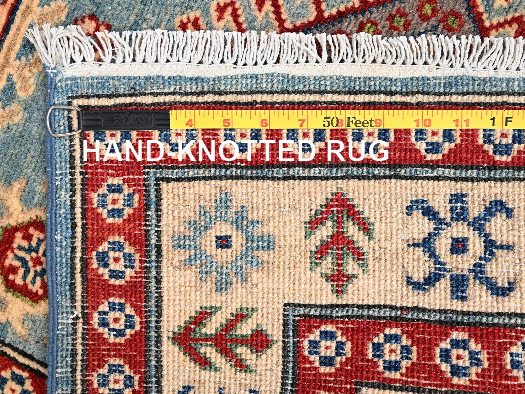 Kazak Kazak hand-knotted wool runner in Blue & Ivory, 2'10" x 13'5" — SKU O02031 (view 7)