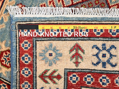 Kazak Kazak hand-knotted wool runner in Blue & Ivory, 2'10" x 13'5" — SKU O02031 (view 7)