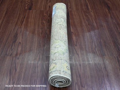 Grey 1'11" x 3'2" Oushak And Peshawar Hand knotted Wool Rug - Sku: O020326