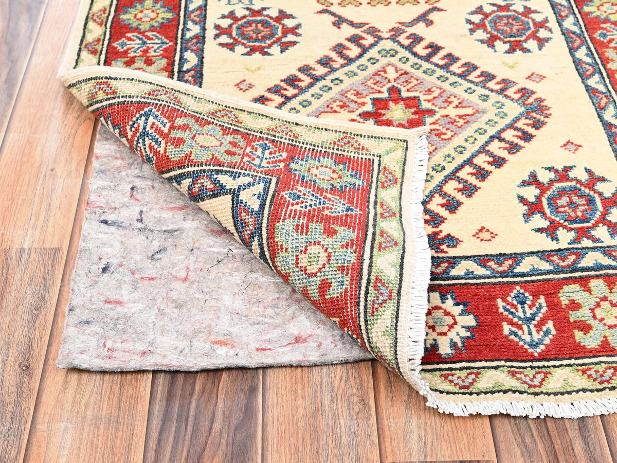 Kazak Kazak hand-knotted wool runner in Ivory & Red, 2'7" x 15'10" — SKU O02032 (view 3)