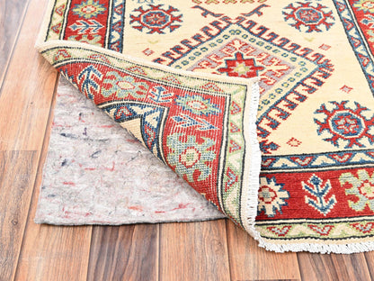 Kazak Kazak hand-knotted wool runner in Ivory & Red, 2'7" x 15'10" — SKU O02032 (view 3)