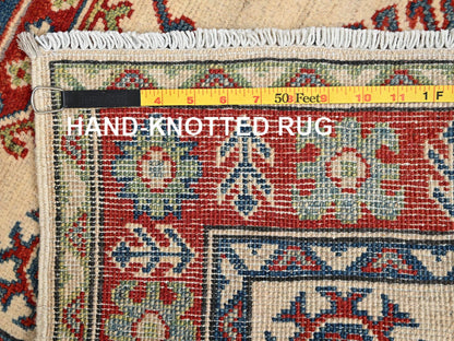 Kazak Kazak hand-knotted wool runner in Ivory & Red, 2'7" x 15'10" — SKU O02032 (view 7)