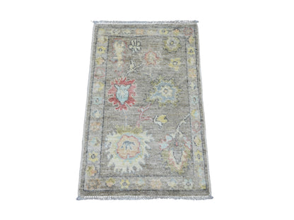 Brown 1'11" x 3'2" Oushak / Peshawar Hand knotted Wool Rug - Sku: O020331