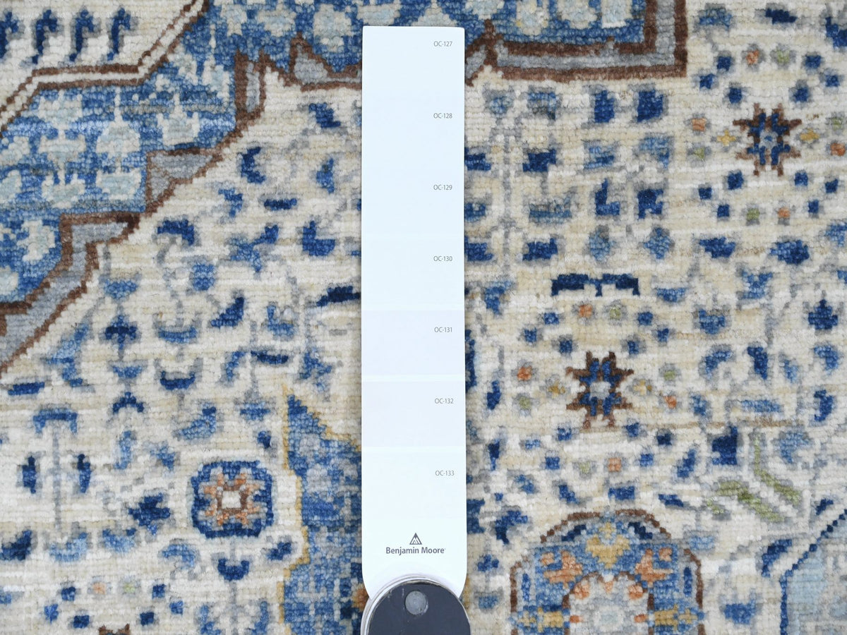 Mamluk Mamluk hand-knotted wool rug in Ivory & Blue, 5'10" x 8'8" — SKU O020335 (view 3)
