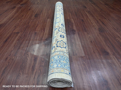 Mamluk Mamluk hand-knotted wool rug in Ivory & Blue, 5'10" x 8'8" — SKU O020335 (view 4)