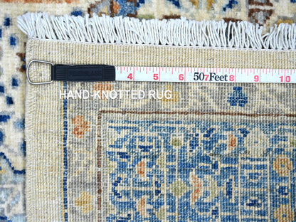 Mamluk Mamluk hand-knotted wool rug in Ivory & Blue, 5'10" x 8'8" — SKU O020335 (view 6)