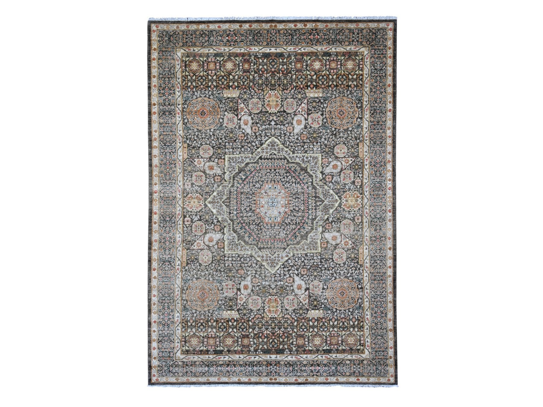 Mamluk Mamluk hand-knotted wool rug in Brown, 6'1" x 8'11", SKU O020336