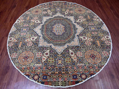 Brown 7'8" x 7'8" Mamluk Hand knotted Wool Rug - Sku: O020337