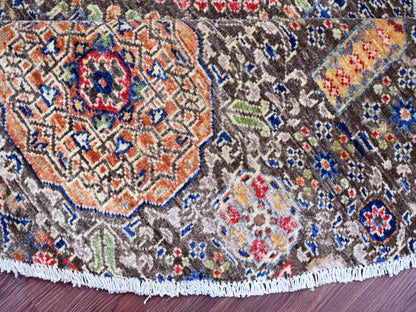 Brown 7'8" x 7'8" Mamluk Hand knotted Wool Rug - Sku: O020337