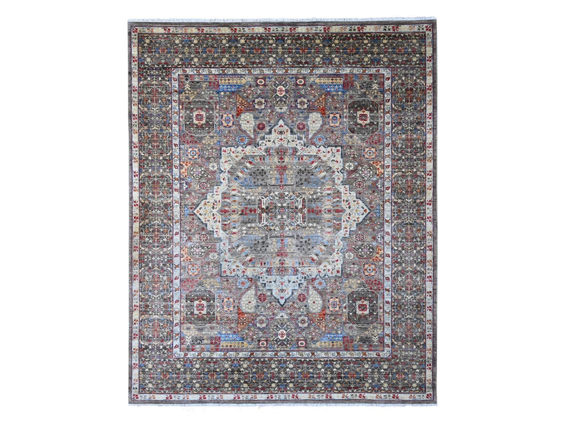 Mamluk Mamluk hand-knotted wool rug in Gray, 7'11" x 9'8" — SKU O020338