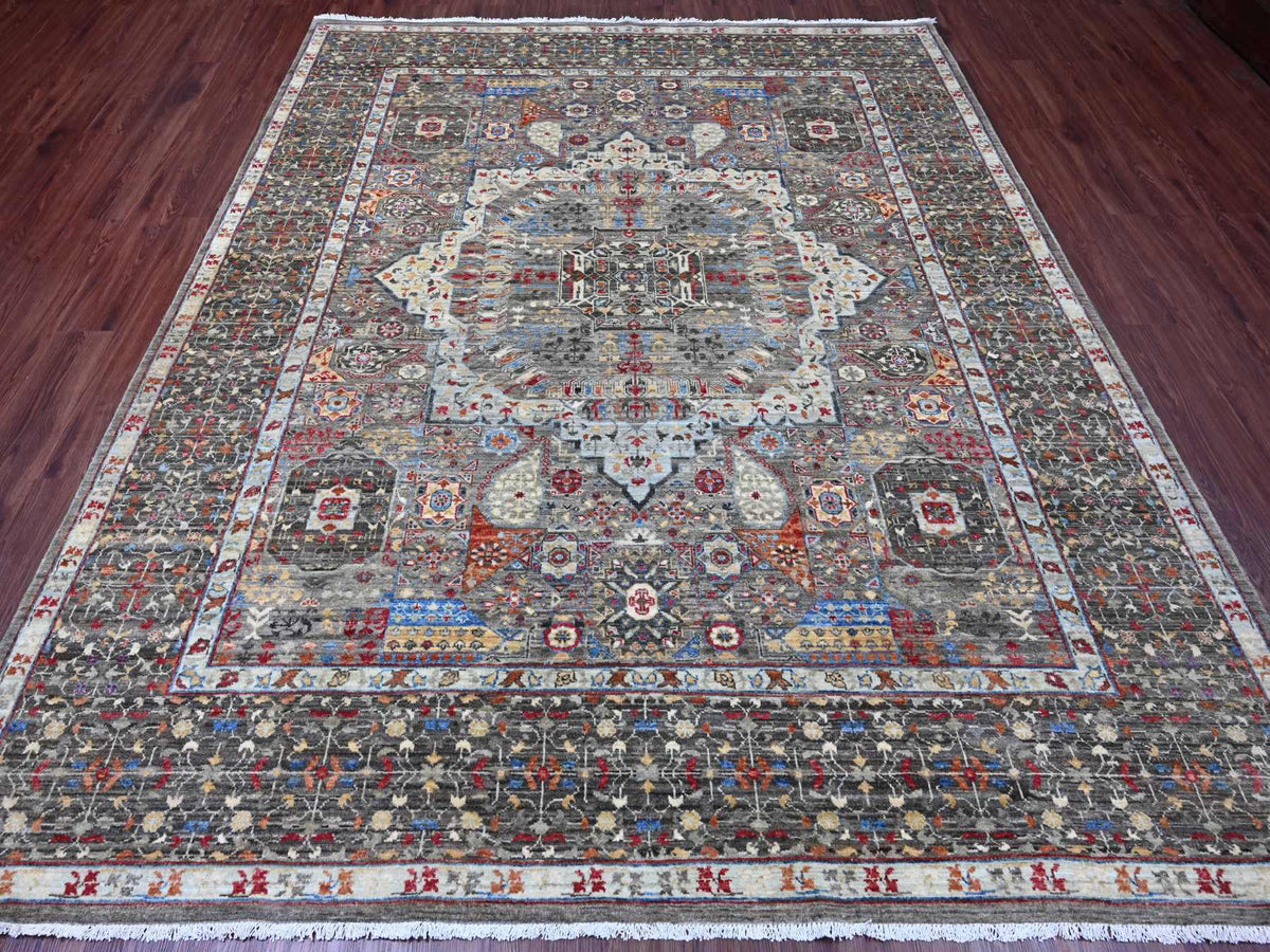 Mamluk Mamluk hand-knotted wool rug in Gray, 7'11" x 9'8" — SKU O020338 (view 2)
