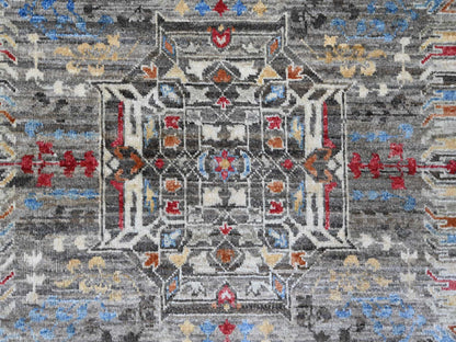 Mamluk Mamluk hand-knotted wool rug in Gray, 7'11" x 9'8" — SKU O020338 (view 8)