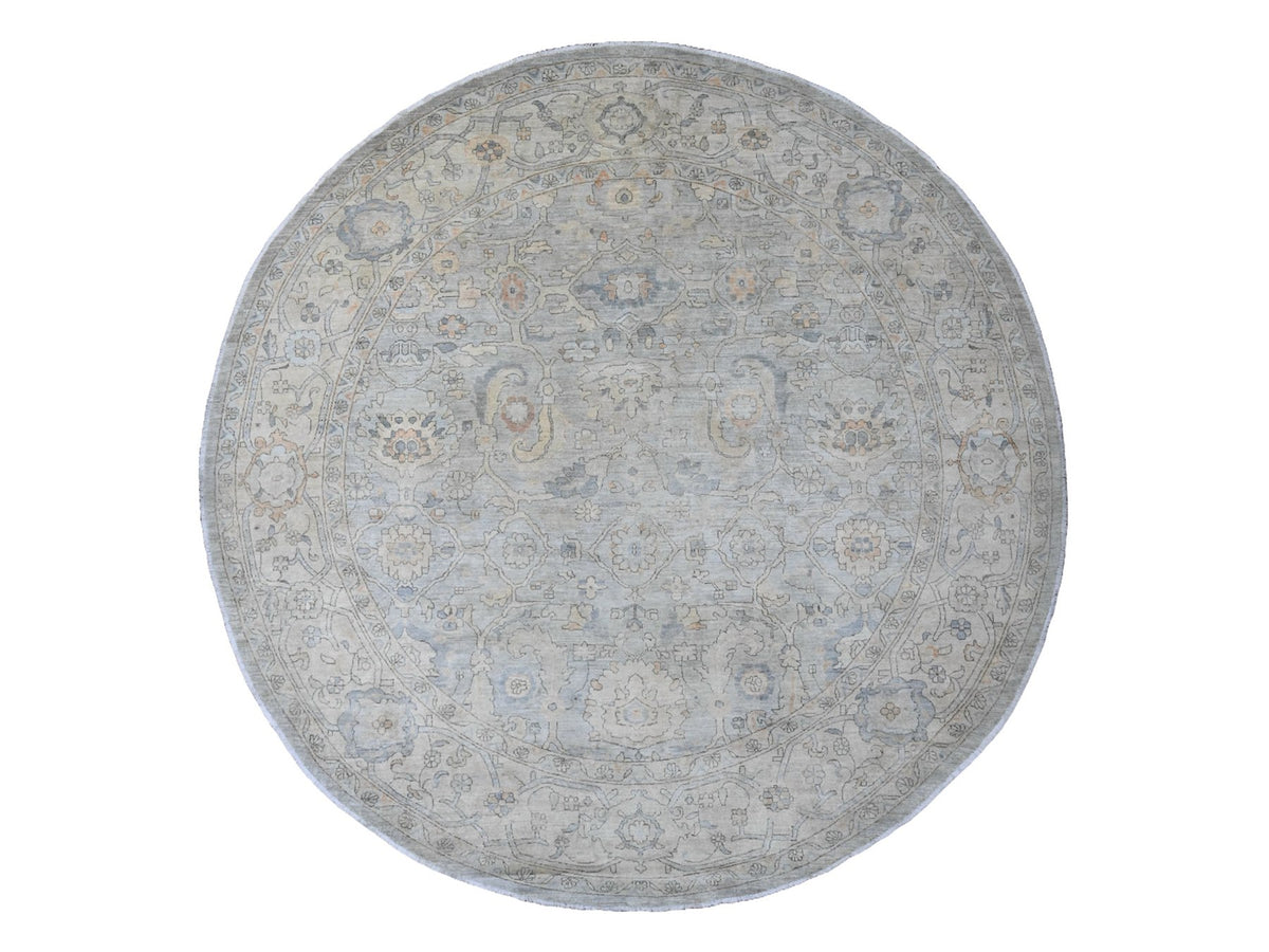 Mahal Oushak hand-knotted wool rug in Gray & Ivory, 12' x 12'2" — SKU O020339