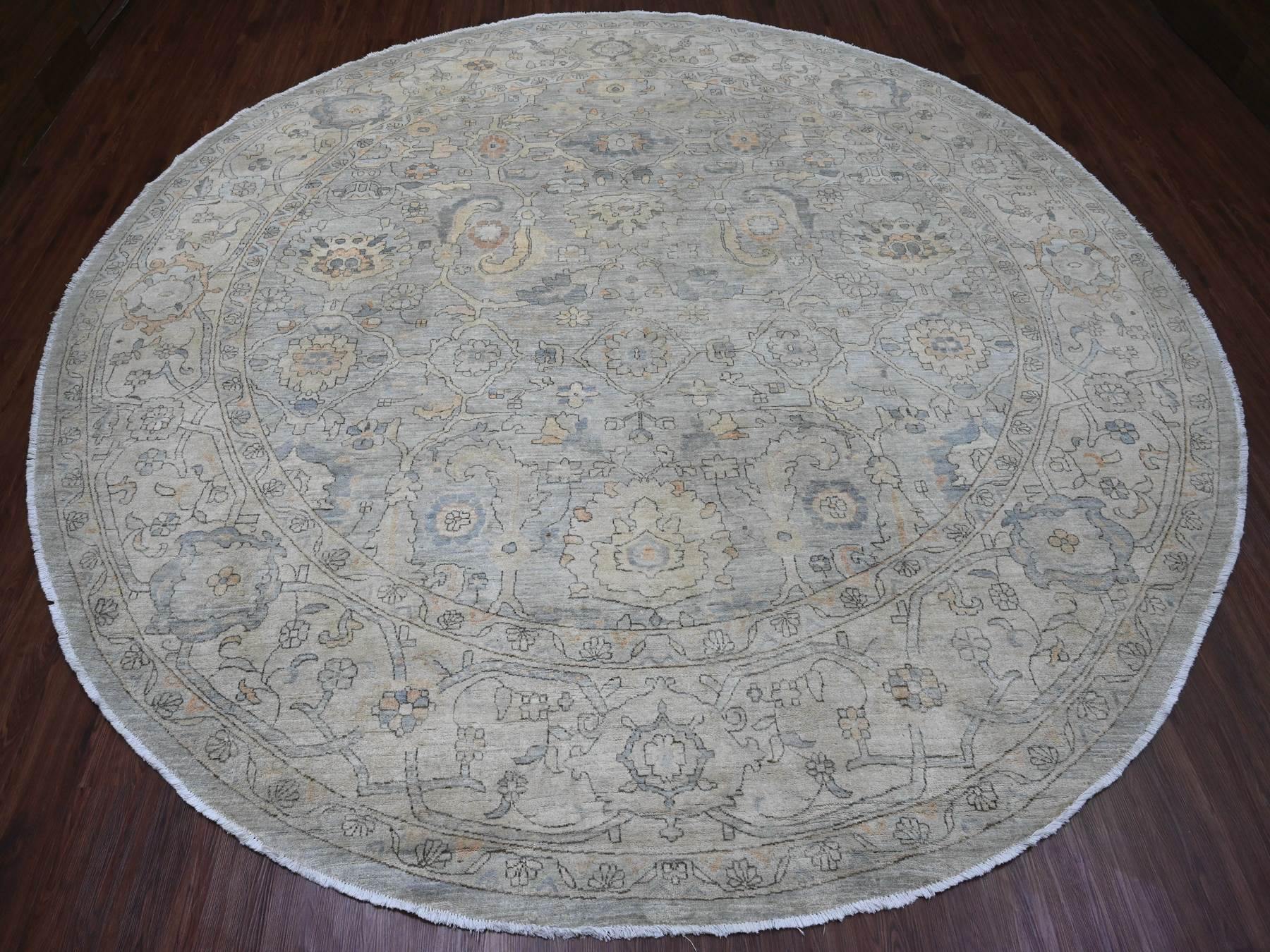 Mahal Oushak hand-knotted wool rug in Gray & Ivory, 12' x 12'2" — SKU O020339 (view 2)