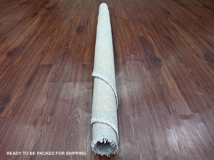 Blue 5'11" x 6'3" Oushak And Peshawar Hand knotted Wool Rug - Sku: O020341