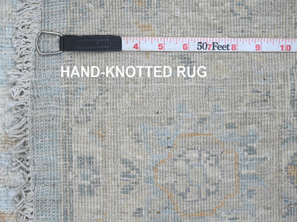 Blue 5'11" x 6'3" Oushak And Peshawar Hand knotted Wool Rug - Sku: O020341
