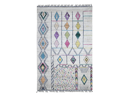 Tribal Tribal & Geometric hand-knotted wool rug in Ivory, 5'5" x 8'6" — SKU O020345
