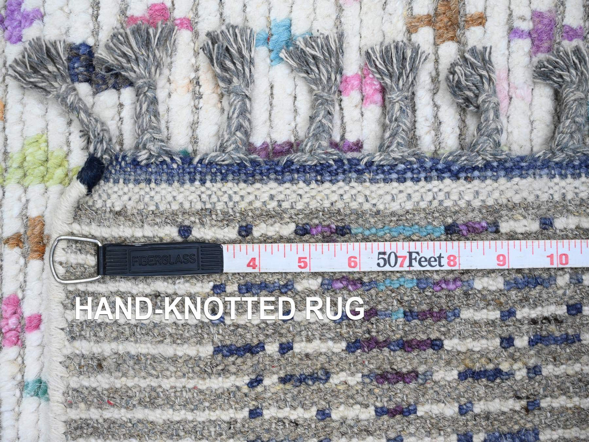 Tribal Tribal & Geometric hand-knotted wool rug in Ivory, 5'5" x 8'6" — SKU O020345 (view 6)