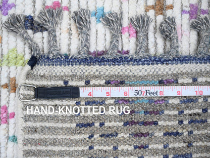 Tribal Tribal & Geometric hand-knotted wool rug in Ivory, 5'5" x 8'6" — SKU O020345 (view 6)