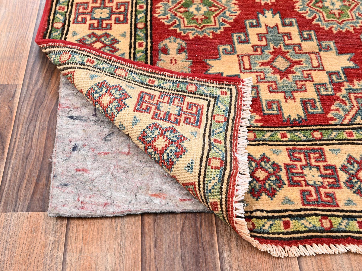 Kazak Kazak hand-knotted wool runner in Red & Ivory, 2'7" x 12'8" — SKU O02034 (view 3)