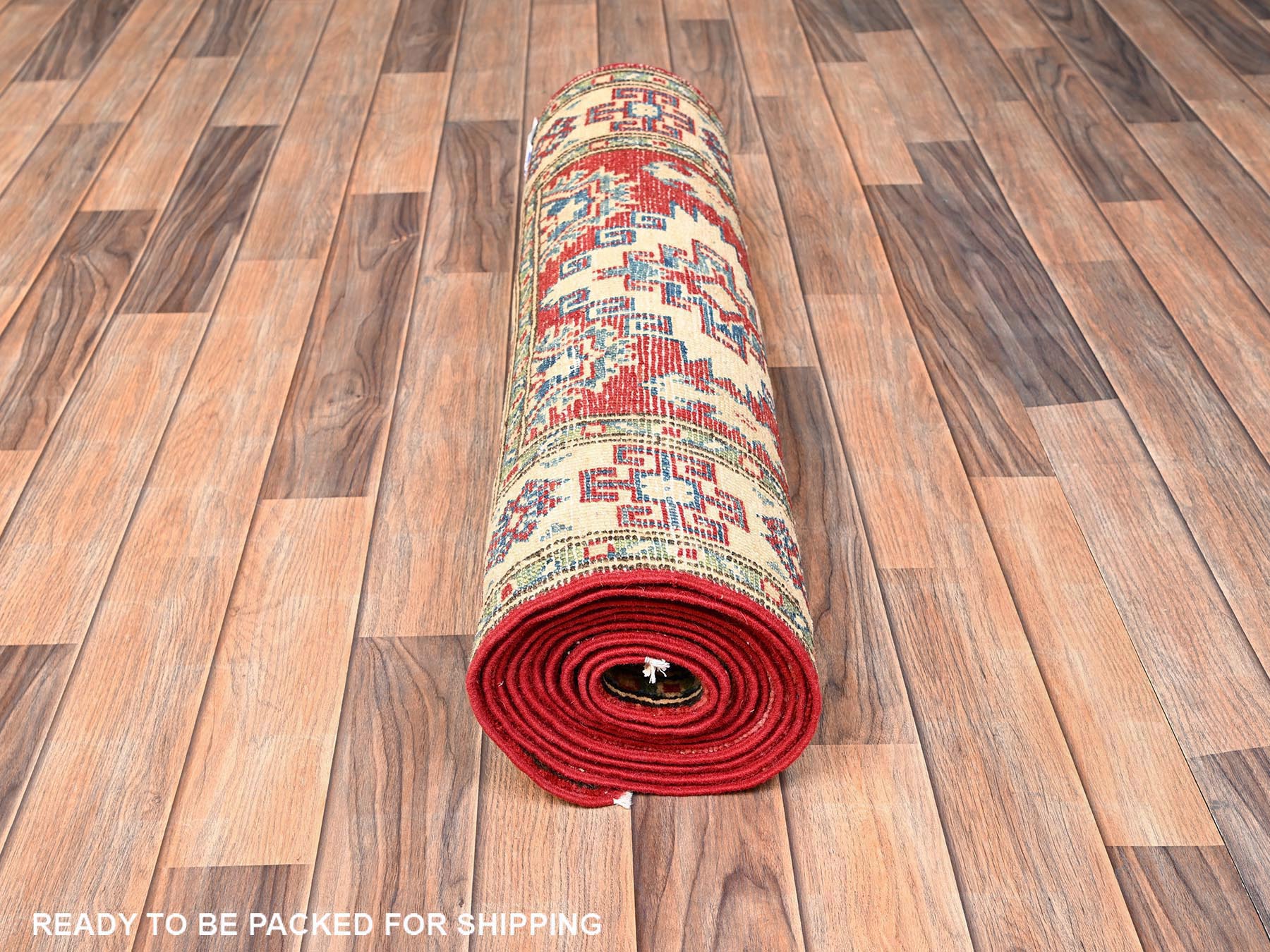Kazak Kazak hand-knotted wool runner in Red & Ivory, 2'7" x 12'8" — SKU O02034 (view 5)