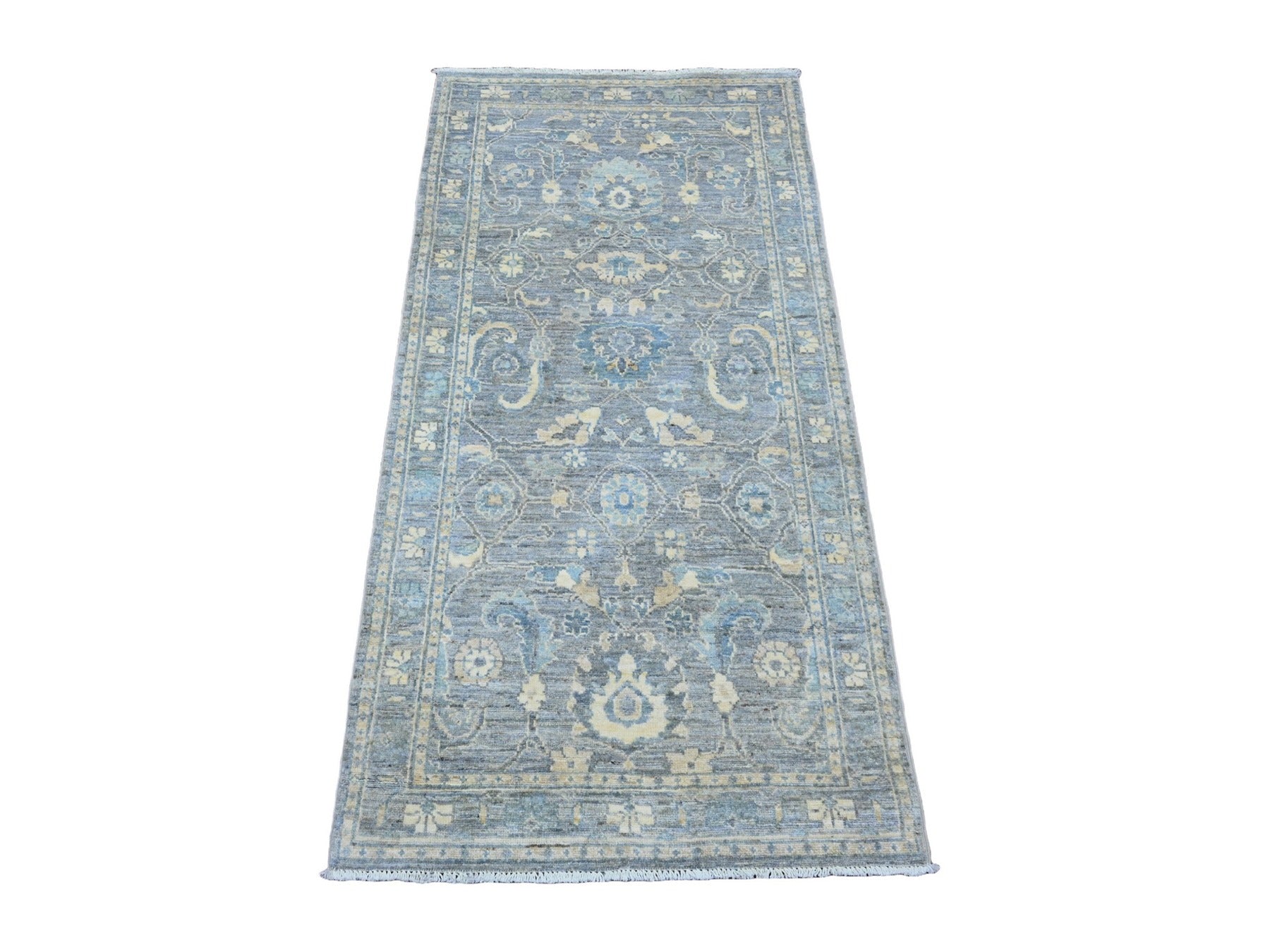 Gray 2'9" x 5'6" Oushak / Peshawar Hand knotted Wool Rug - Sku: O020352