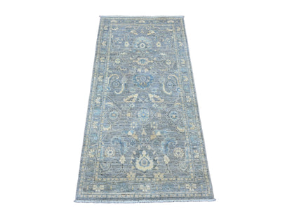 Grey 2'9" x 5'6" Oushak And Peshawar Hand knotted Wool Rug - Sku: O020352