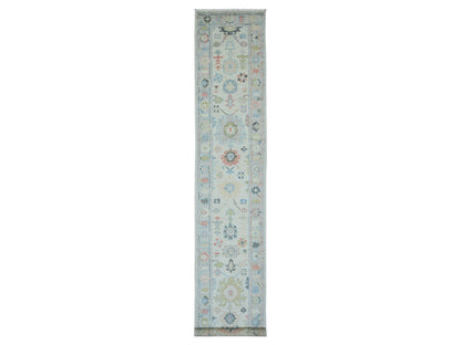 Oushak Oushak hand-knotted wool runner in Ivory & Gray, 2'9" x 16' — SKU O020356