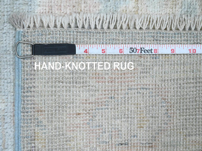 Blue 2'11" x 15'6" Oushak And Peshawar Hand knotted Wool Rug - Sku: O020358