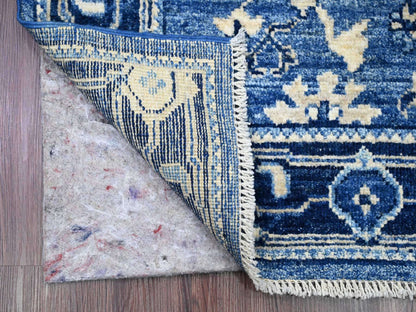 Blue 2'9" x 19'8" Oushak And Peshawar Hand knotted Wool Rug - Sku: O020359