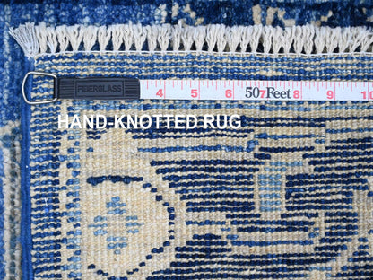 Blue 2'9" x 19'8" Oushak And Peshawar Hand knotted Wool Rug - Sku: O020359