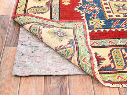 Kazak Kazak hand-knotted wool runner in Red & Ivory, 4' x 13'6" — SKU O02035 (view 3)