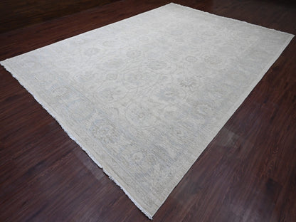 Ivory 9'10" x 13'6" Oushak And Peshawar Hand knotted Wool Rug - Sku: O020363