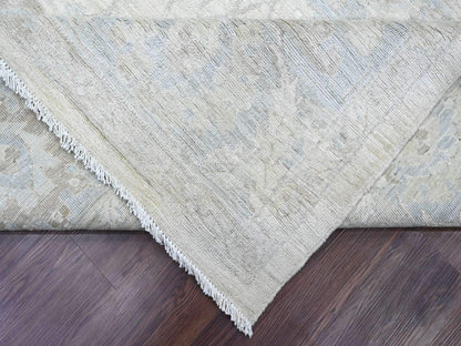 Peshawar Oushak hand-knotted wool rug in Ivory & Light Blue, 9'10" x 13'6" — SKU O020363 (view 6)