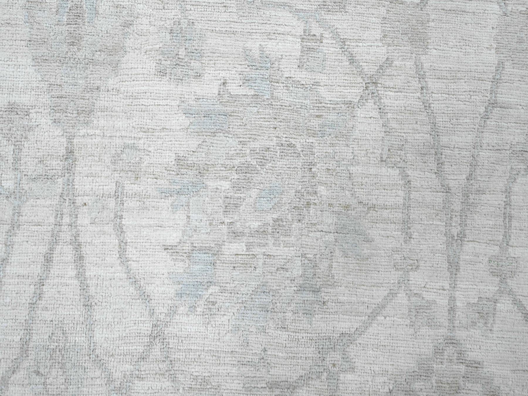 Peshawar Oushak hand-knotted wool rug in Ivory & Light Blue, 9'10" x 13'6" — SKU O020363 (view 8)
