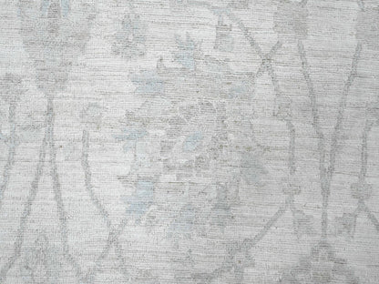 Peshawar Oushak hand-knotted wool rug in Ivory & Light Blue, 9'10" x 13'6" — SKU O020363 (view 8)