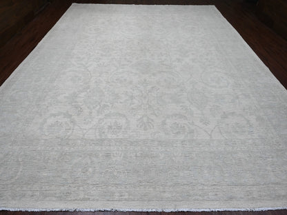 Peshawar Oushak hand-knotted wool rug in Ivory & Light Blue, 12' x 15'1" — SKU O020365 (view 2)