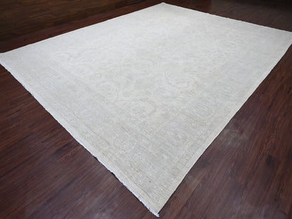 Peshawar Oushak hand-knotted wool rug in Ivory & Light Blue, 12' x 15'1" — SKU O020365 (view 3)