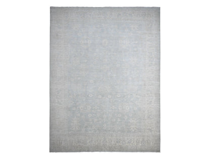 Peshawar Oushak hand-knotted wool rug in Gray & Ivory, 11'10" x 15'3" — SKU O020366