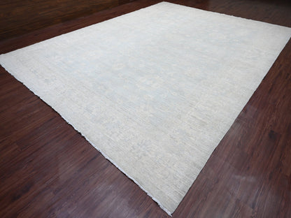 Peshawar Oushak hand-knotted wool rug in Gray & Ivory, 11'10" x 15'3" — SKU O020366 (view 3)