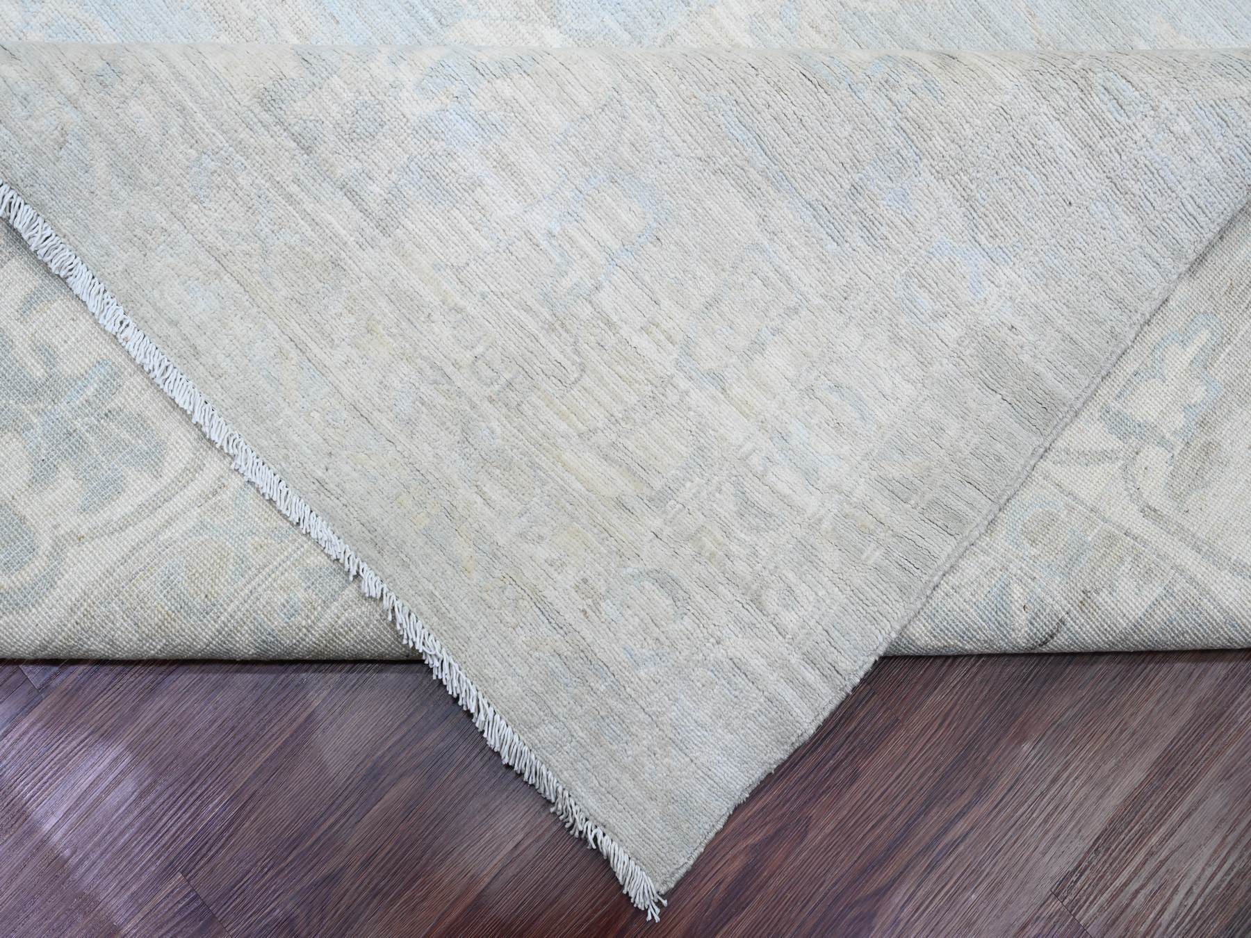 Peshawar Oushak hand-knotted wool rug in Gray & Ivory, 11'10" x 15'3" — SKU O020366 (view 6)