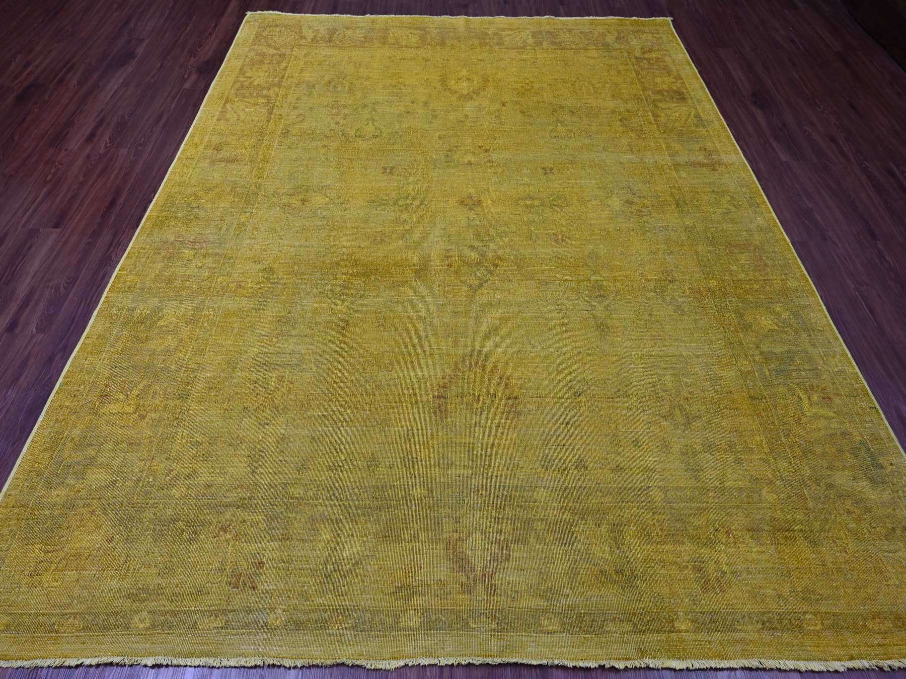 Peshawar Vintage hand-knotted wool rug in Overdyed & Yellow, 7'7" x 9'7" — SKU O020369 (view 2)