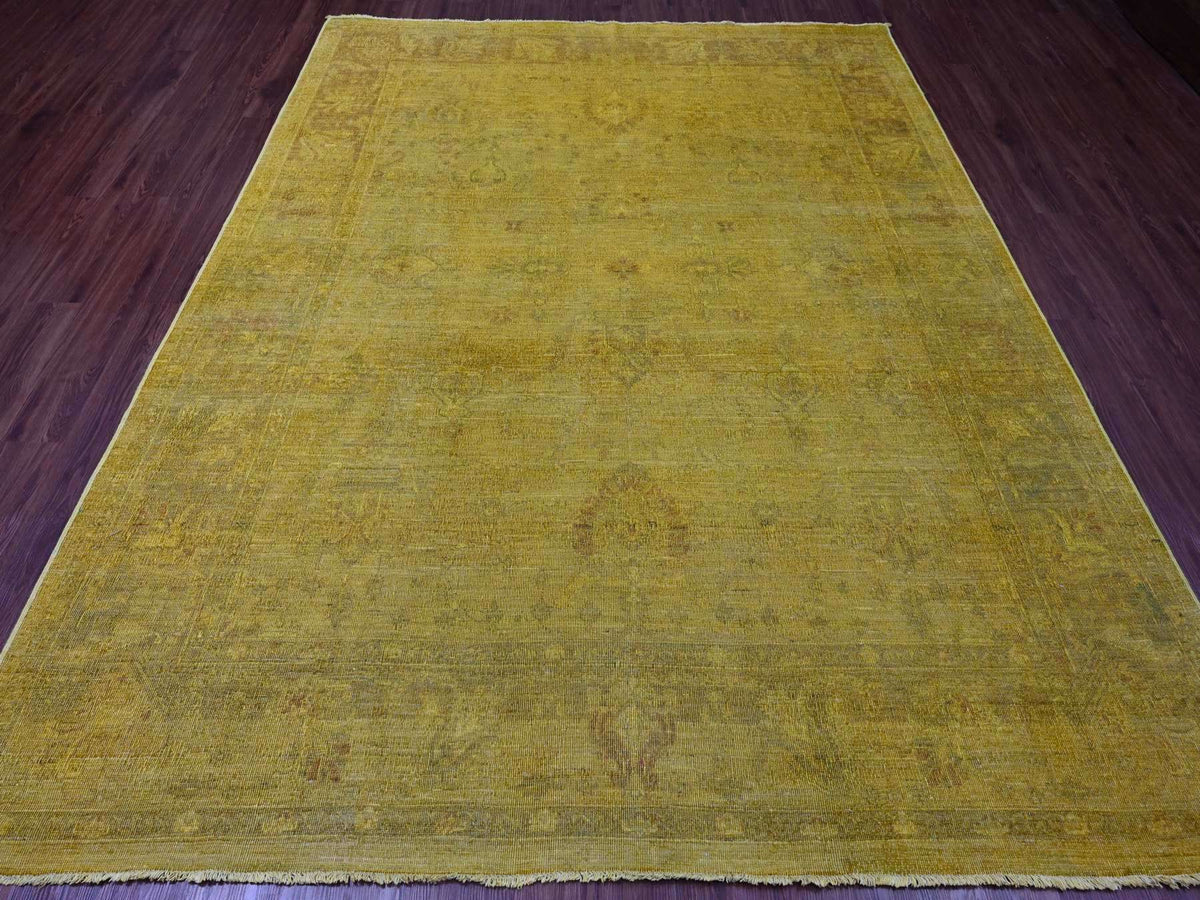 Peshawar Vintage hand-knotted wool rug in Overdyed & Yellow, 7'7" x 9'7" — SKU O020369 (view 2)