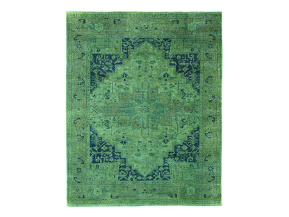 Overdyed 7'9" x 9'8" Vintage Hand knotted Wool Rug - Sku: O020371