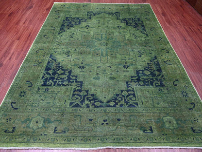 Overdyed 7'9" x 9'8" Vintage Hand knotted Wool Rug - Sku: O020371
