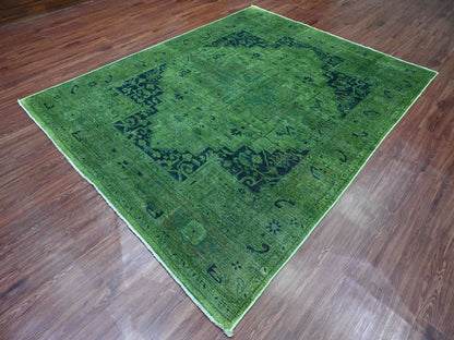 Overdyed 7'9" x 9'8" Vintage Hand knotted Wool Rug - Sku: O020371