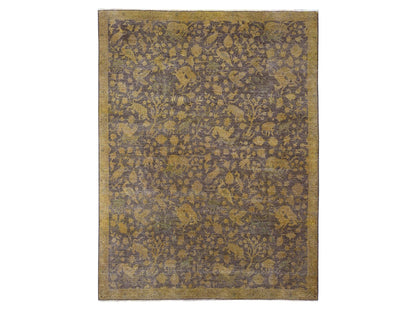 Vintage hand-knotted wool rug in Overdyed & Honey Brown, 7'8" x 10'1" — SKU O020372