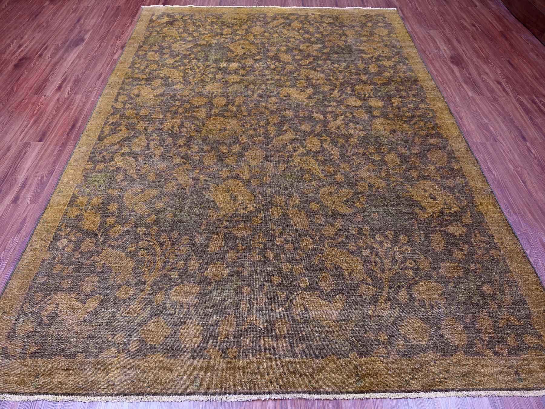 Vintage hand-knotted wool rug in Overdyed & Honey Brown, 7'8" x 10'1" — SKU O020372 (view 2)