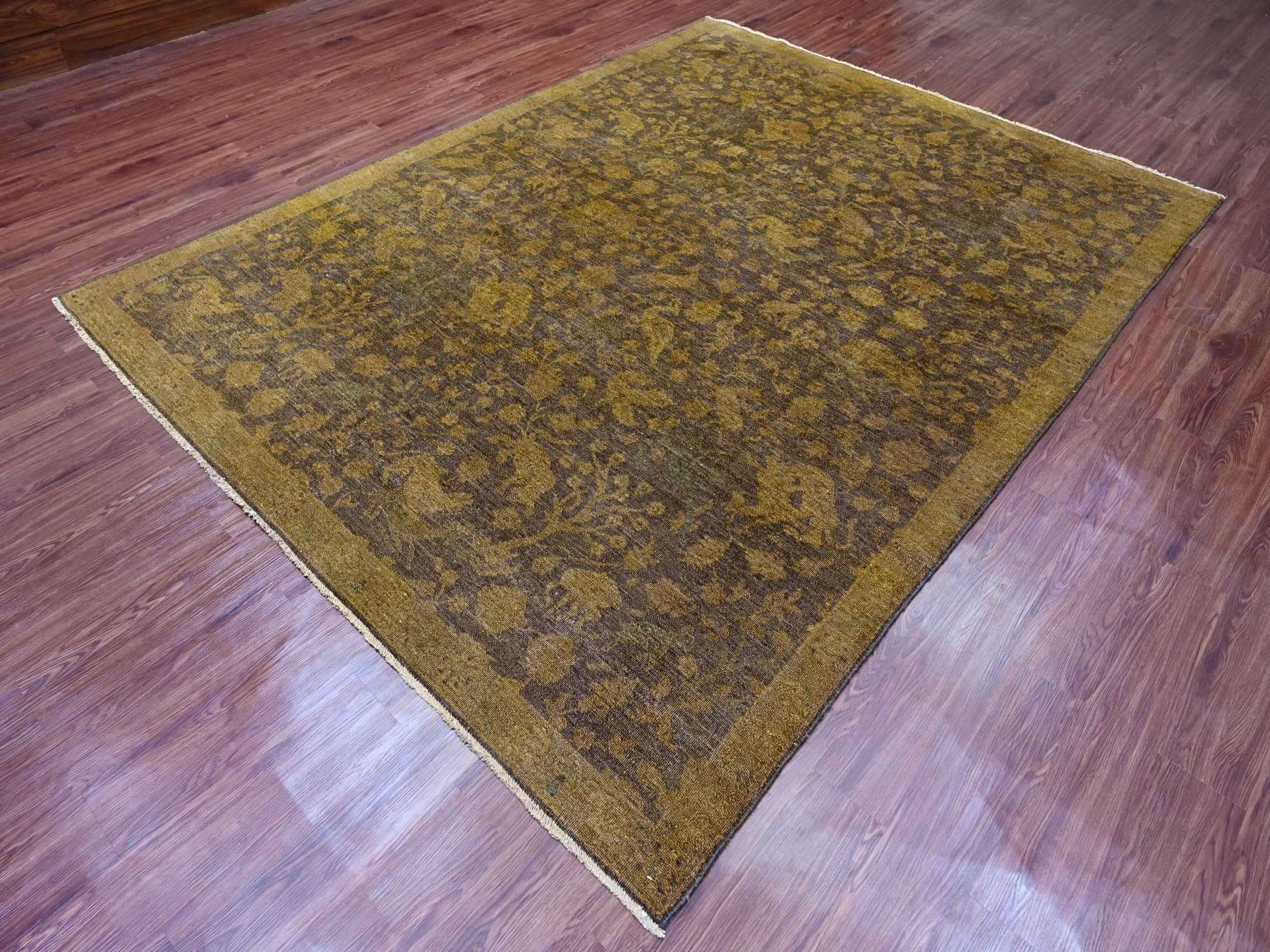 Vintage hand-knotted wool rug in Overdyed & Honey Brown, 7'8" x 10'1" — SKU O020372 (view 3)