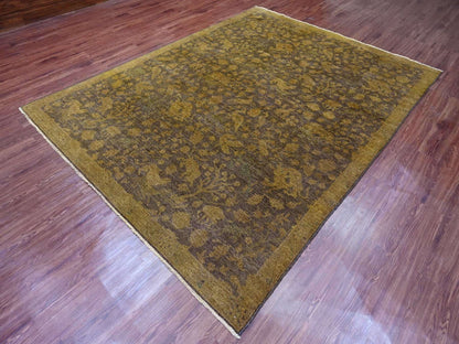Vintage hand-knotted wool rug in Overdyed & Honey Brown, 7'8" x 10'1" — SKU O020372 (view 3)